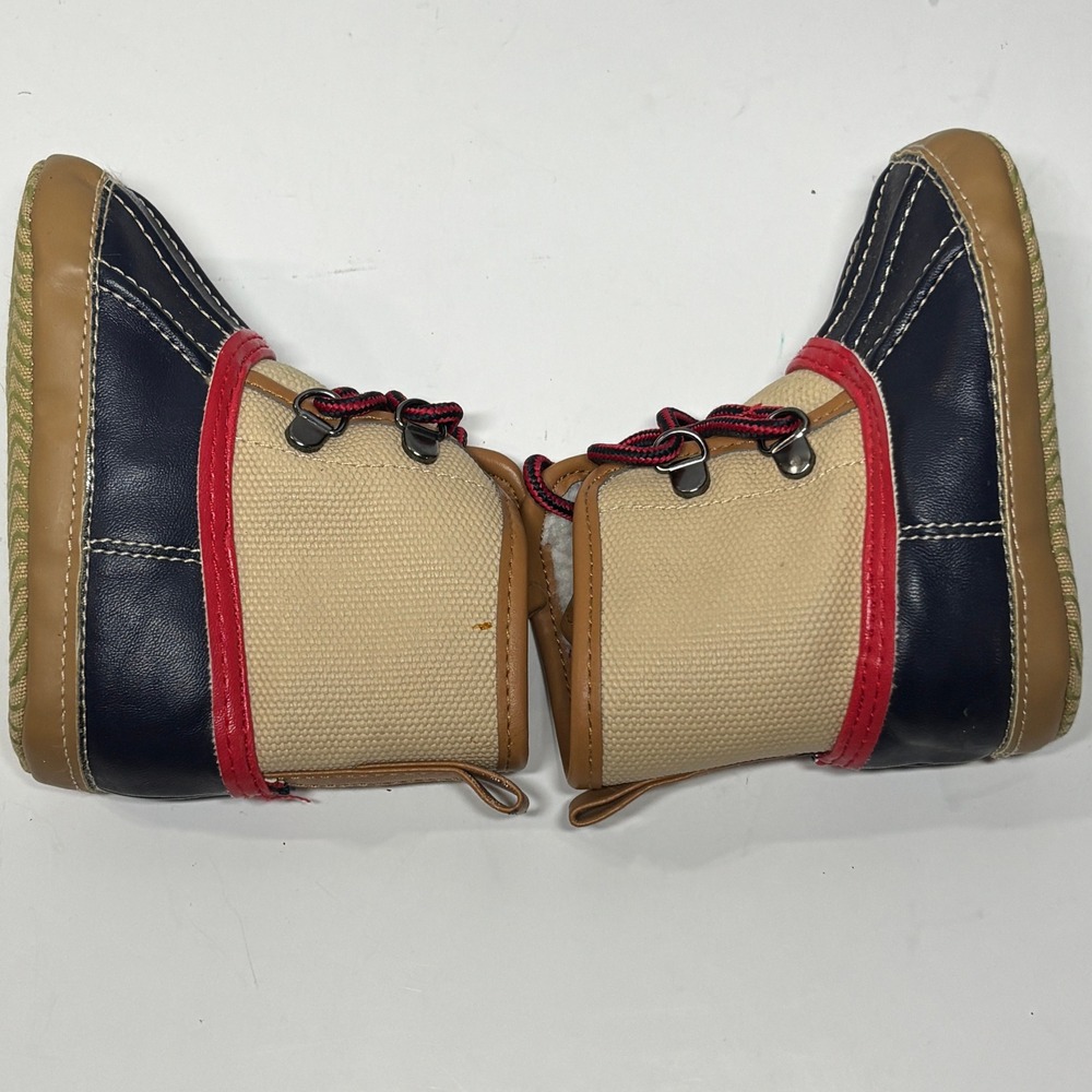 Baby Gap Snow Boots Kids 6-12M Ivory Frost Navy Tan Red Duck Boots - Picture 5 of 7